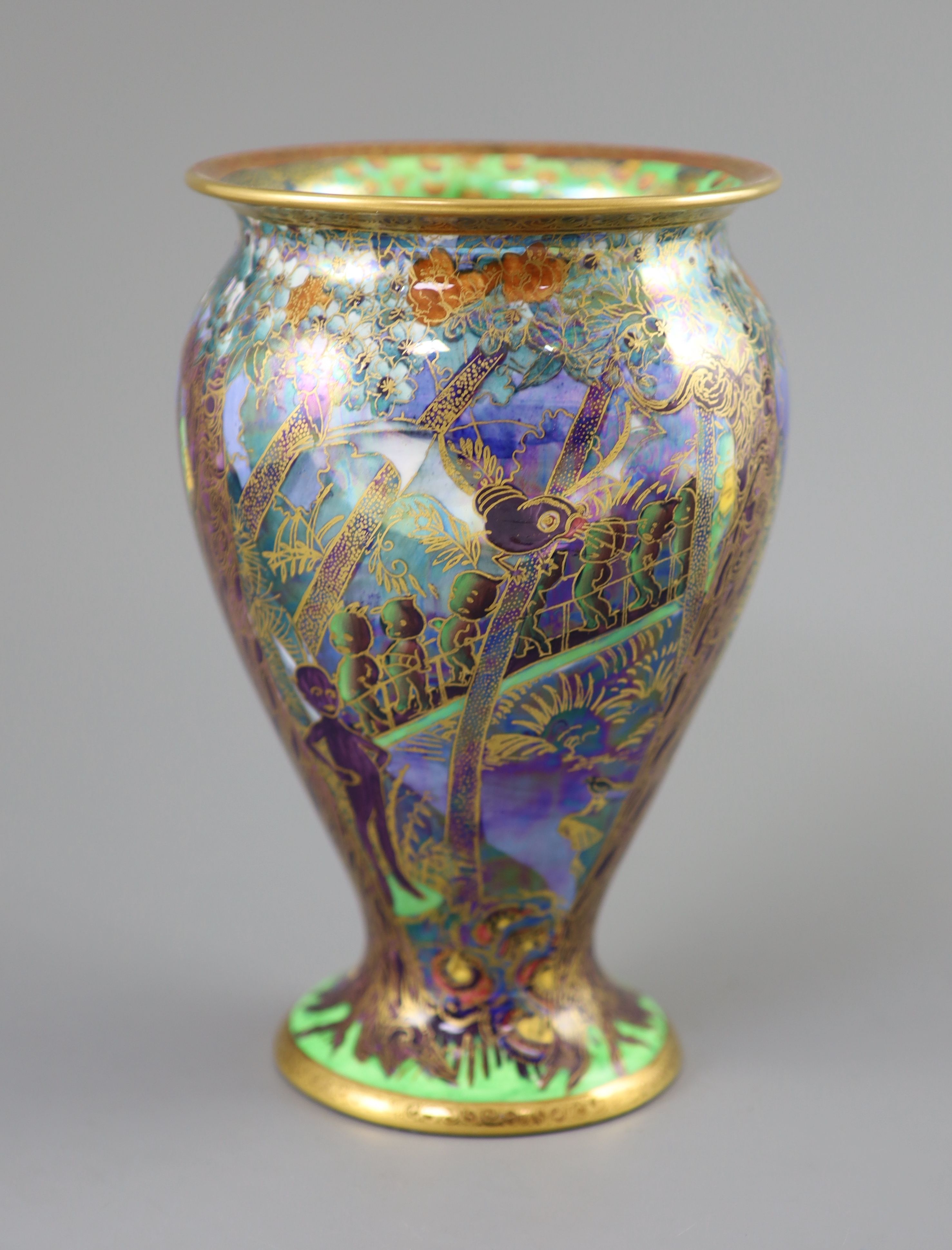 A Wedgwood Fairyland lustre Woodland Elves vase, designed by Daisy Makeig-Jones, 22.5cm high